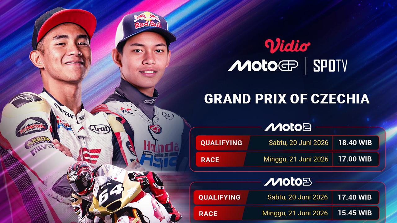Nonton Moto3 & Moto2 Monster Energy Grand Prix of Czechia 2026 Seri ke-9 di Vidio