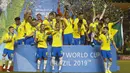 Brasil menjadi tuan rumah Piala Dunia U-17 edisi ke-18 pada 2019. Brasil tampil sebagai juara Piala Dunia U-17 2019 setelah mengalahkan Meksiko 2-1 di laga final (17/11/2019). Dua gol Brasil dicetak oleh Kaio Jorge dan Lazaro, sementara satu gol Meksiko dicetak oleh Bryan Alonso Gonzalez. (AFP/Miguel Schincariol)