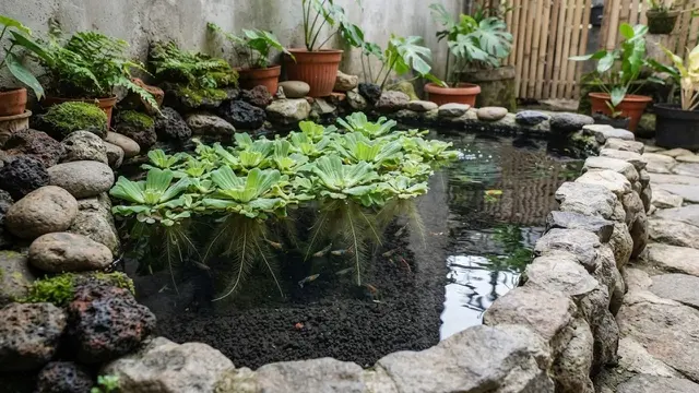 Kombinasi Batu Tanaman dan Ikan Untuk Mini Pond