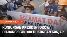 Presiden Joko Widodo menghadiri acara peresmian jalan non nasional di Gunungkidul, DIY. Kunjungan kerja Jokowi diwarnai kisruh saat seorang warga membentangkan spanduk dukungan terhadap Capres Ganjar Pranowo di depan rombongan mobil presiden.