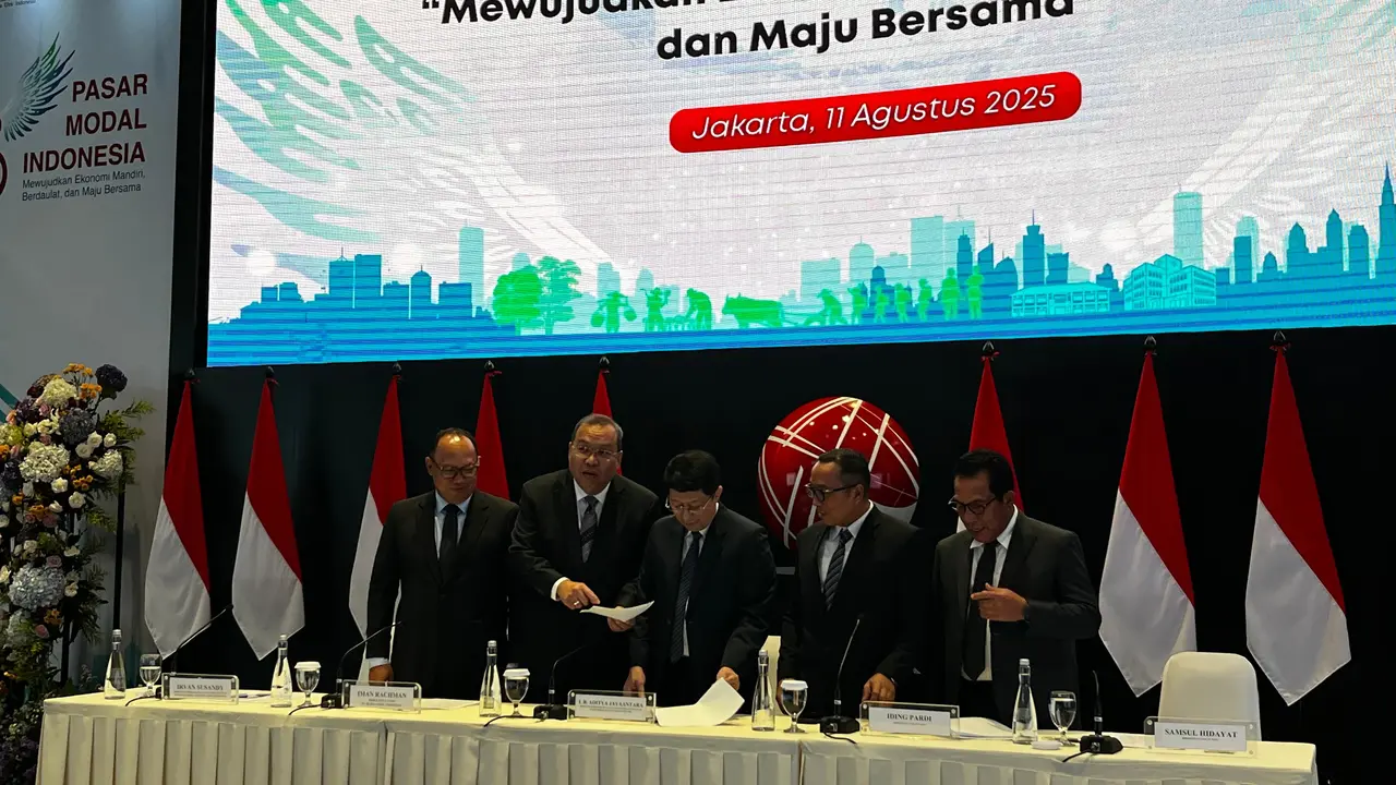 Direktur Utama BEI, Iman Rachman saat kegiatan 48 tahun diaktifkannya kembali pasar modal Indonesia, Senin (11/8/2025). (Foto: Liputan6.com/Gagas Y)