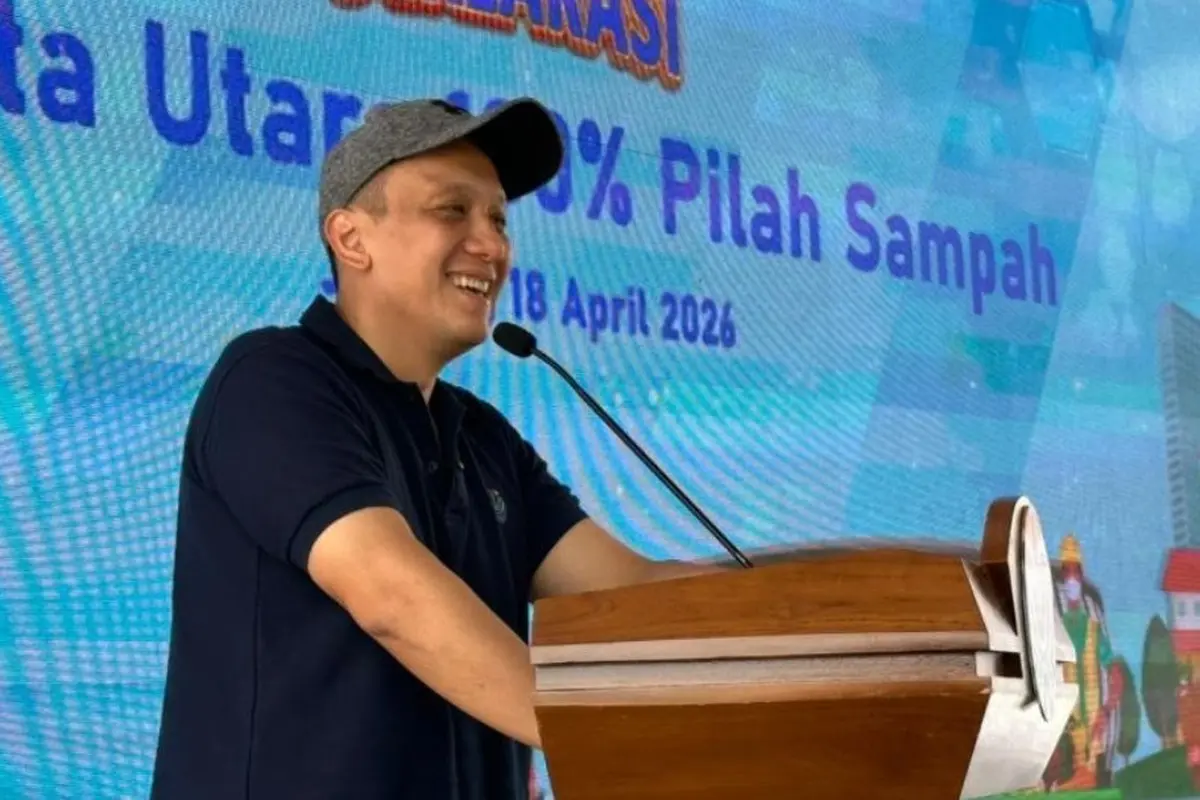 Wamen LH Diaz Hendropriyono saat 'Deklarasi Jakarta Utara 100% Pilah Sampah' yang diselenggarakan di fasilitas RDF Rorotan, Kecamatan Cilincing, Jakarta Utara.