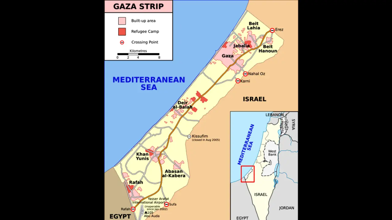 Peta Jalur Gaza, terpisah dari wilayah Palestina yang lain
