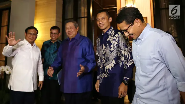 Tiba di Rumah SBY, Prabowo - Sandi Disambut Hangat