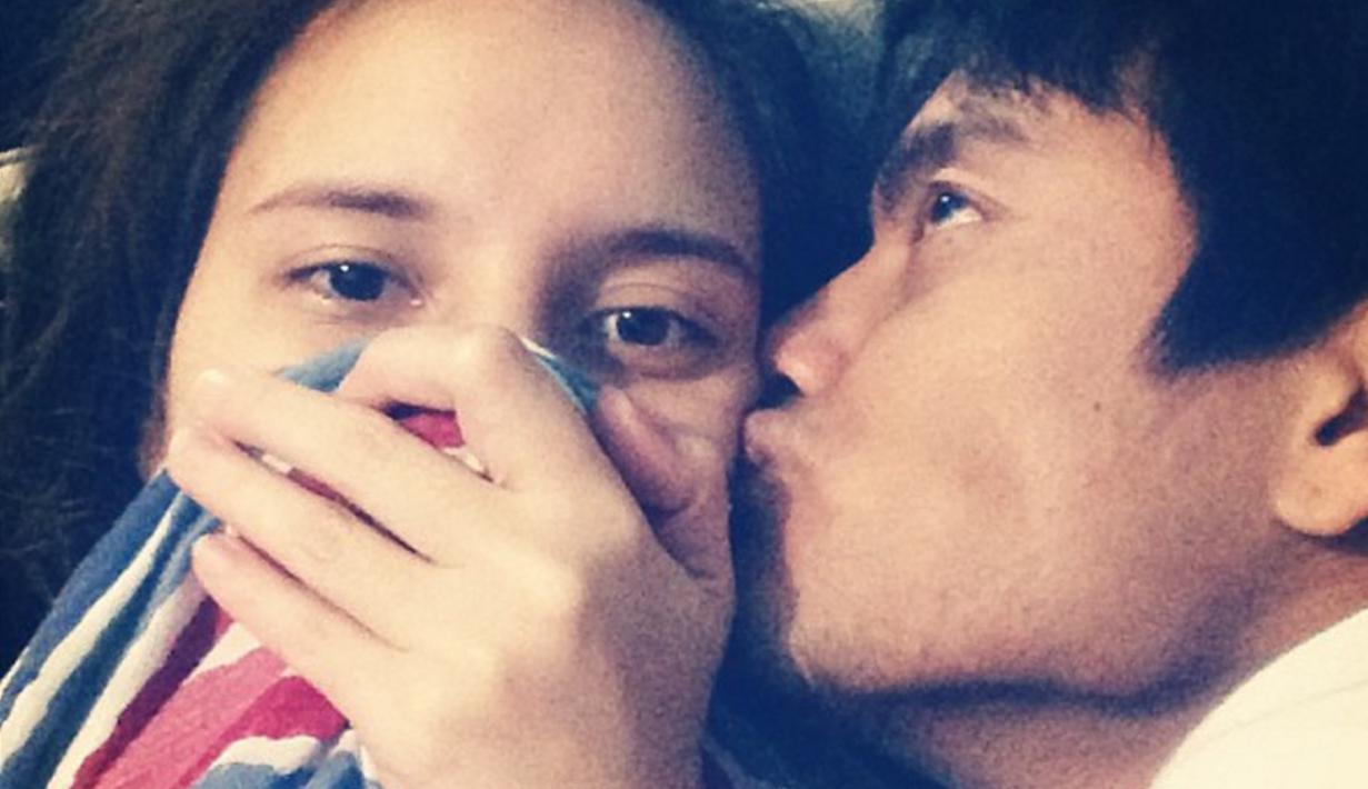 Jangan cium dong Pih, kalau belum mandi. (Instagram/ michelle_ahmad)