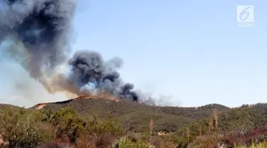 Kebakaran terjadi di Castaic, Los Angeles, api menyebar dengan cepat dan melahap sekitar 3.400 hektar lahan di daerah tersebut.