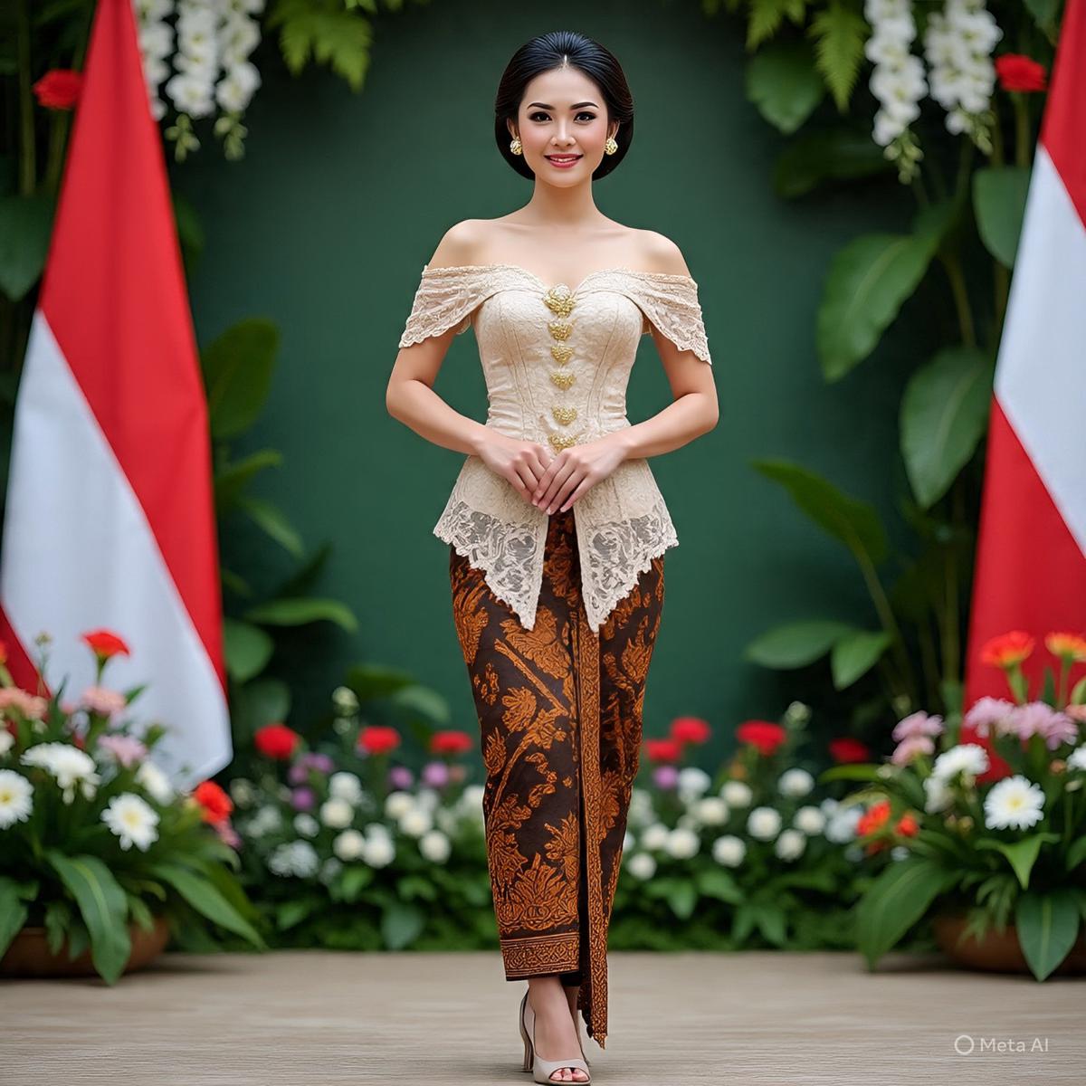 Ilustrasi Model Kebaya Sabrina Kancing Depan