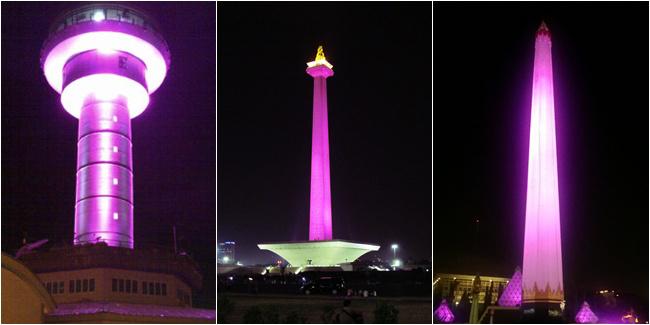 Lampu pink di 3 kota Jakarta, Palembang dan Surabaya