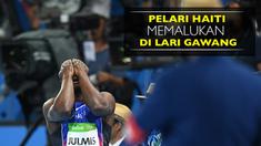 Pelari Haiti, Jeffrey Julmis, melakukan hal memalukan pada semifinal lari gawang 110m di Olimpiade Rio 2016.