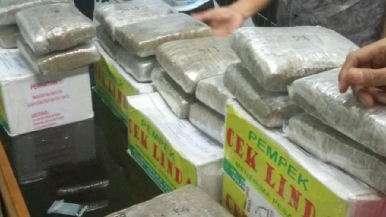 Pelaku Palsukan Merk Kotak Pempek Palembang Isi Paket Ganja