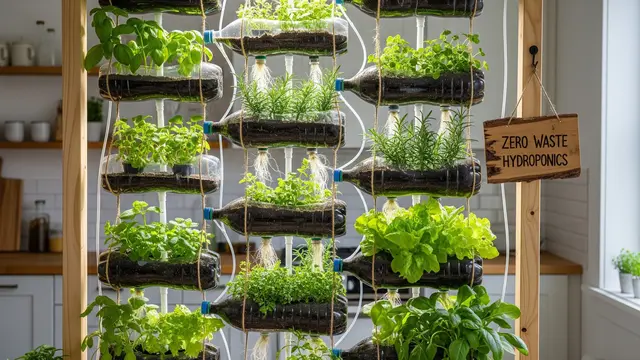 Desain Kebun Hidroponik Estetik Pakai Botol Bekas ala Zero Waste/Gemini AI