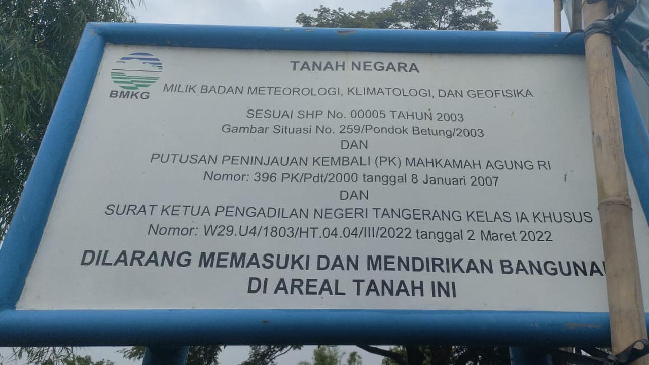 Kronologi Sengketa Lahan BMKG Versi GRIB Jaya