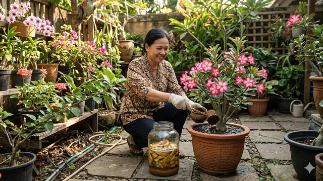 Cara Mengolah Kulit Pisang Fermentasi untuk Pupuk Bunga (Foto: Gemini AI)