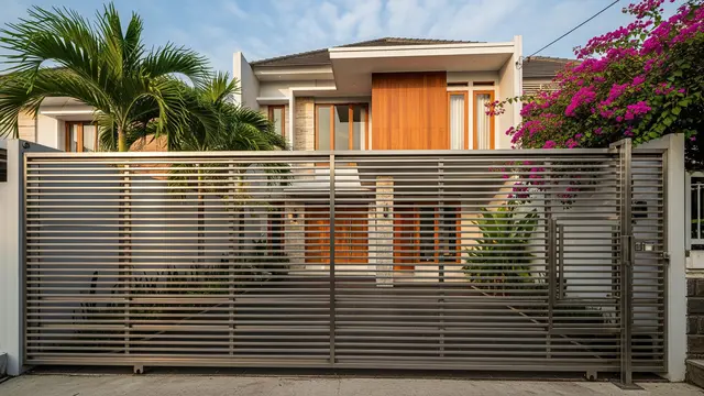 Desain Pagar Anti Panjat yang Tetap Elegan Tanpa Terlihat Seperti Benteng Model Hollow Horizontal Berlapis