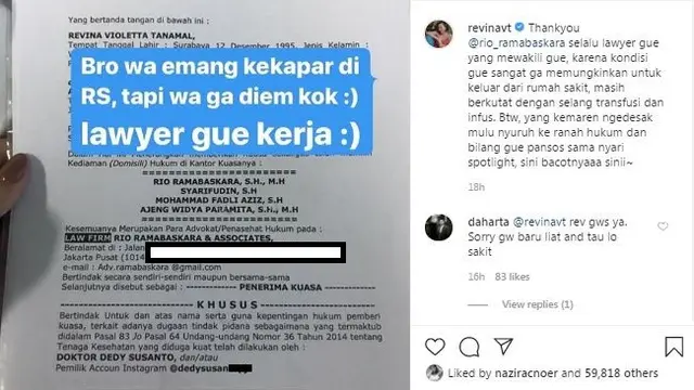 Unggahan Revina VT. (Foto: Instagram @revinavt)