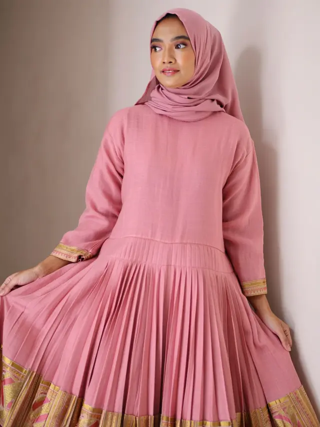 Gamis Linen Kombinasi Songket Elegan