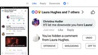Facebook sedang melakukan uji coba terhadap tombol Downvote untuk menandai komentar tak pantas (Foto: Screenshot dari Christina Hudler/ Tech Crunch)