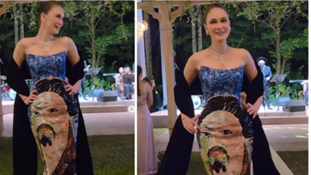Gaun After Party Luna Maya Jadi Sorotan, Ada Lukisan Wajah Orangtua Tercinta, Karya Personal Rancangan Yefta Gunawan