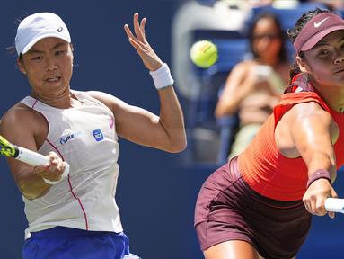 Laga seru akan tersaji dalam pertandingan putaran kedua US Open 2025 antara petenis tunggal putri Indonesia, Janice Tjen melawan petenis tunggal putri Inggris sekaligus juara US Open 2021, Emma Raducanu. (Foto kolase: AP Photo)