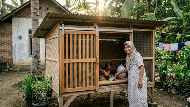 Desain Kandang Ayam Kampung dengan Sistem Pintu Geser