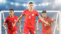 Ilustrasi - Mistar Gawang Jay Idzes, Rizky Ridho dan Sandy Walsh (Bola.com/Adreanus Titus)