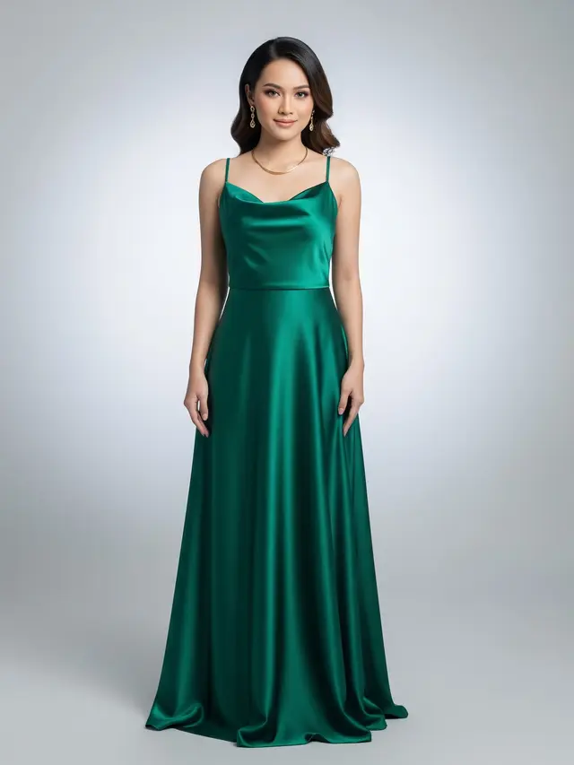 Model Baju Bridesmaid Emerald Green Slip Dress