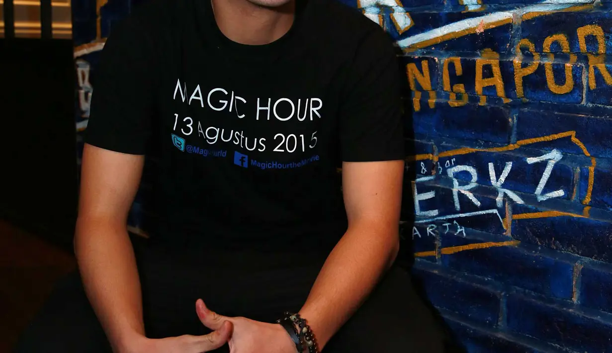 Meski pada awalnya ia ragu, Rizky Nazar pada akhirnya memantapkan diri untuk bernyanyi mengisi salah satu soundtrack film Rain. (Deki Prayoga/Bintang.com)