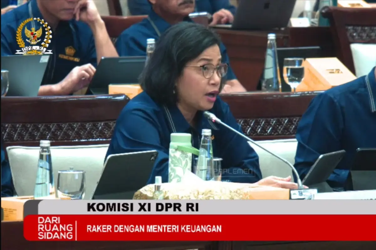 Menteri Keuangan Sri Mulyani Indrawati dalam Rapat Kerja dengan Komisi XI DPR RI, Rabu (21/8/2024)