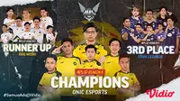 MPL Indonesia Season 8 Telah Usai, ONIC Esports Berhasil keluar Sebagai Juara. (Sumber : dok. vidio.com)