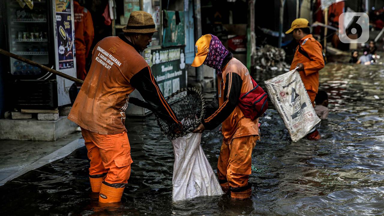 FOTO: Pembersihan Sampah Banjir Rob