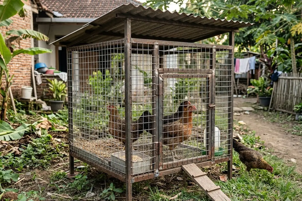 Desain Rangka Kandang Ayam dari Besi Bekas