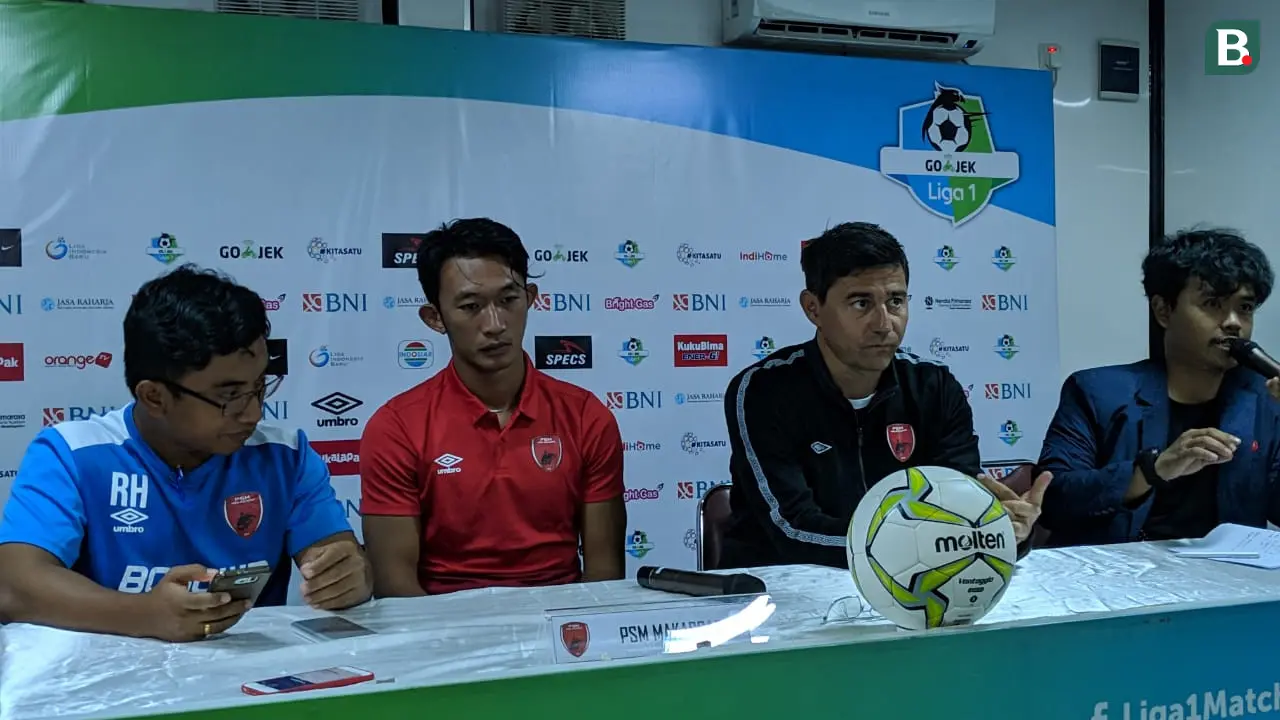Konferensi Pers Bhayangkara FC Vs PSM di Stadion PTIK, Jakarta Selatan, Jumat (26/4/2019).