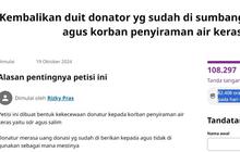 Muncul Petisi Donatur Minta Kembalikan Uang Disumbangkan Buat Agus Korban Penyiraman Air Keras