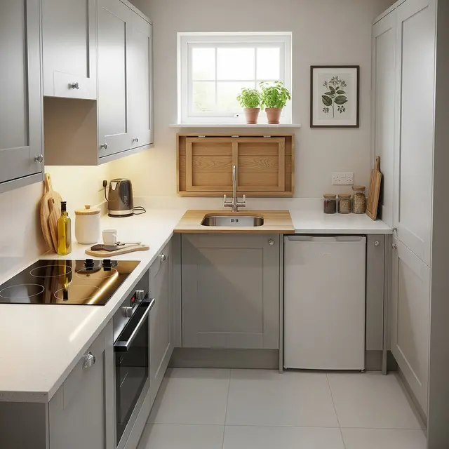 9 Model Dapur Sempit 2x1 Meter dengan Kompor Tanam dan Meja Lipat, Jadi Fungsional l