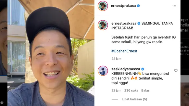 Unggahan Ernest Prakasa. (Foto: Instagram @ernestprakasa)
