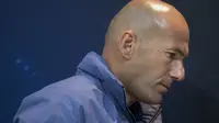 Pelatih Zinedine Zidane berbicara jelang duel Real Madrid vs Atletico Madrid pada leg pertama semifinal Liga Champions 2016/2017 di Santiago Bernabeu. 