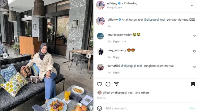 Ulfi Damayanti putri Elly Sugigi (Foto: Instagram/@ulfidmy)