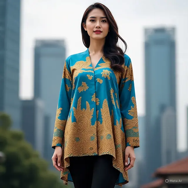 Tunik Batik Lengan Panjang Wanita