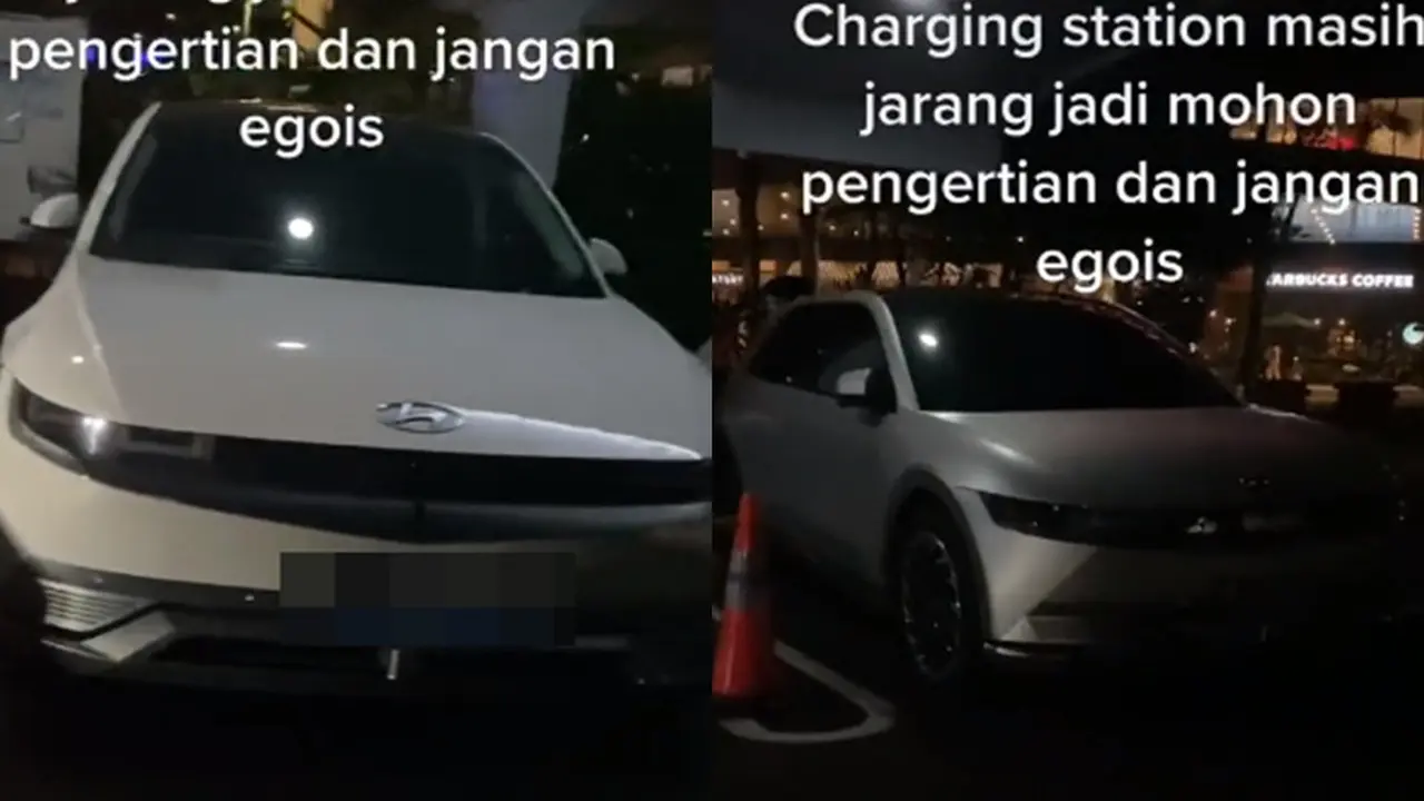Mobil listrik parkir di charging station (TikTok/@ekiryl)