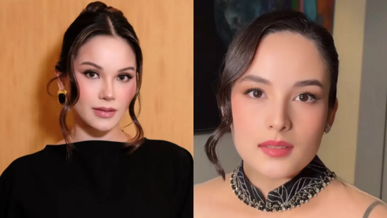 Pesona Duo Bumil Alyssa Daguise dan Chelsea Islan saat kondangan. [@louisedaniella/@vinkimakeup]