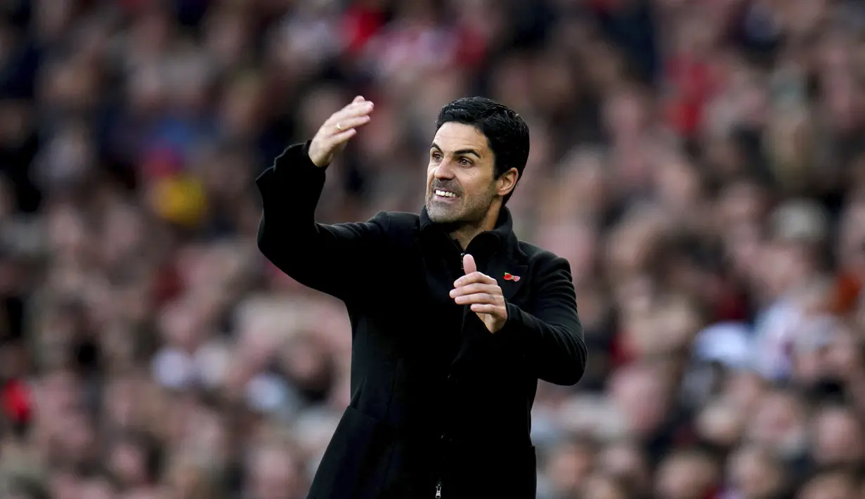 pertandingan lanjutan Liga Inggris di Stadion Emirates, London, Minggu (17/11/2021). Kemenangan ini membuat Arsenal naik ke posisi kelima dengan 20 poin. (John Walton/PA via AP)