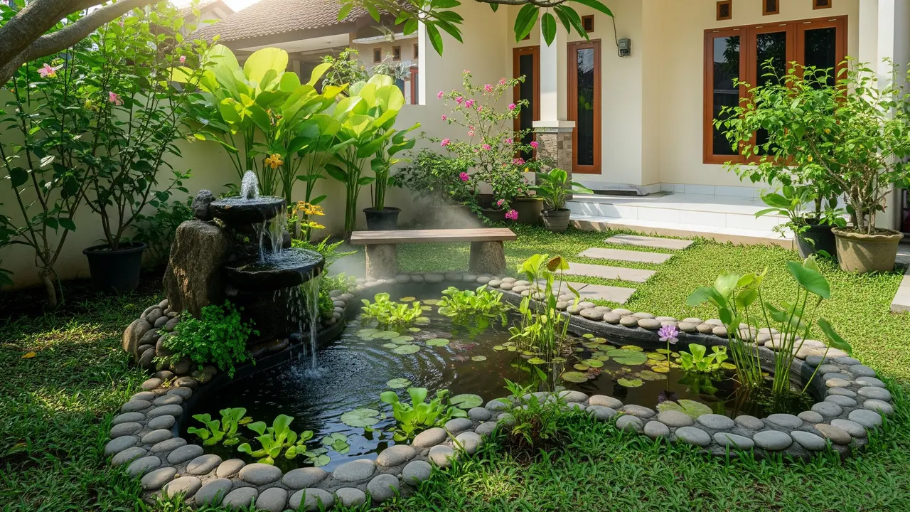 Inspirasi Kebun Rumah Sambut Tahun Baru 2026 yang Lebih Hijau Model Taman Air Mini