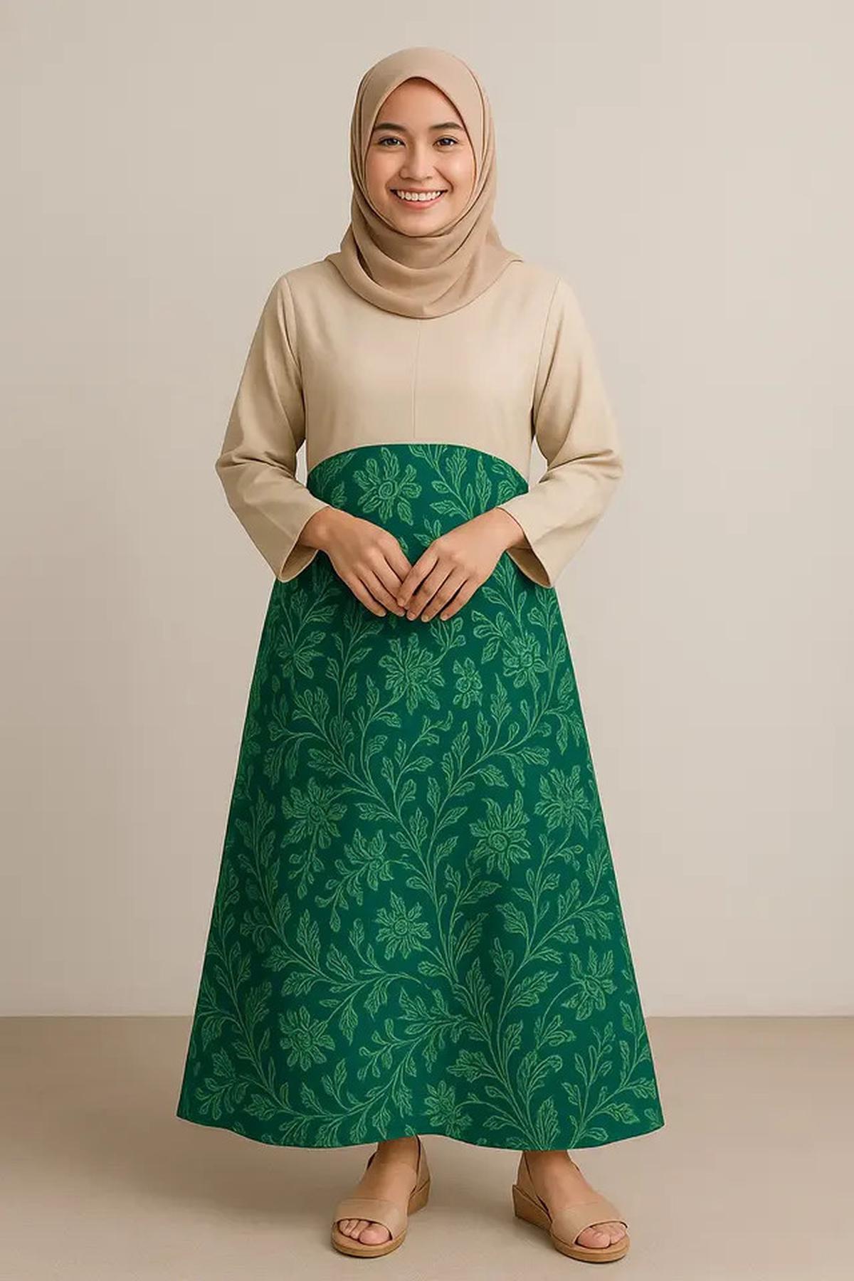 8 Gamis Batik Kombinasi Warna Bold Kontras 2025, Tampilkan Sisi Kasual dan Feminin