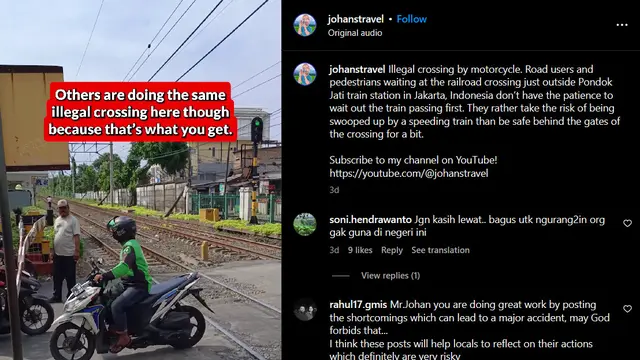 Bule Rekam Para Pengendara Motor yang Naik ke Atas Trotoar di Jalan Pramuka: Gak Ada yang Peduli