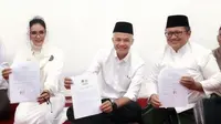 Calon Presiden (Capres) Ganjar Pranowo hadir dalam acara Selawat Kebangsaan di Pondok Pesantren Nurul Huda, Kabupaten Bekasi, Jawa Barat pada Kamis (14/12/2023). (Ist)