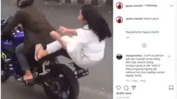 Wanita Ini Jatuh Karena Tidak Pegangan Saat Berboncengan (Instagram @agoez_bandz4)