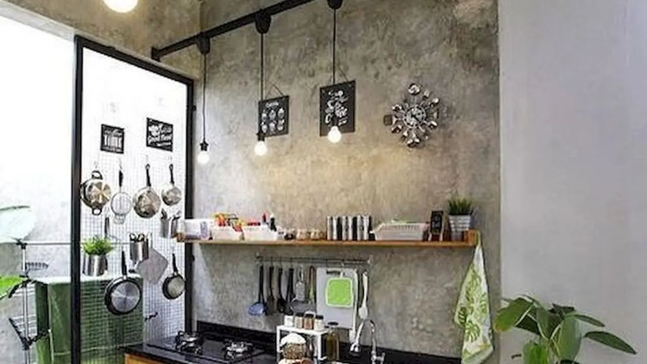 Dapur Letter L Minimalis Gaya Industrial