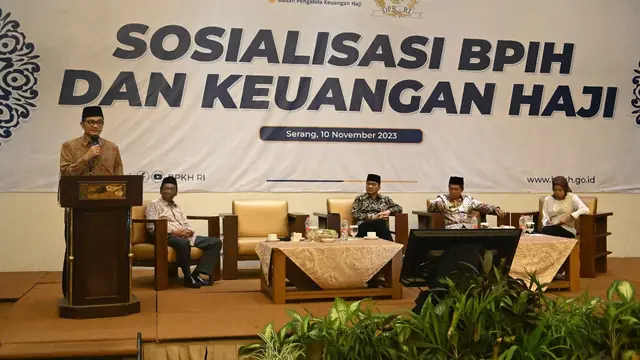 Badan Pengelolaan Keuangan Haji (BPKH) menggelar disemenasi “Sosialisasi BPIH dan Keuangan Haji di Serang, Banten pada Jum’at (10/11/2023).