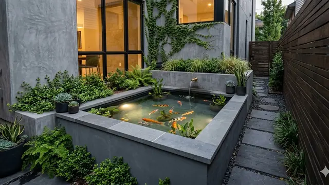 Model Kolam Ikan Minimalis Depan Rumah Lahan Sempit (Foto: Gemini AI)