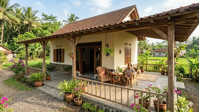 Desain Rumah 1 Lantai 2 Kamar di Desa (Foto: Gemini AI)